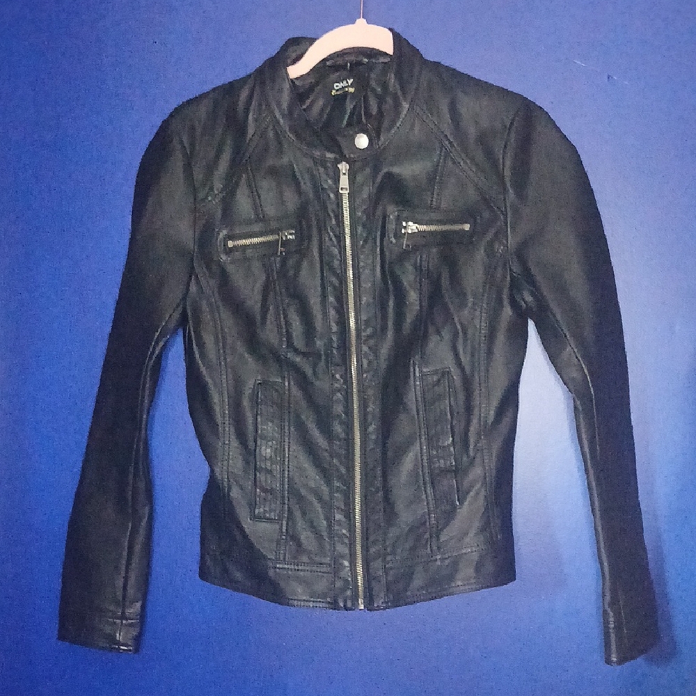 ONLY Women's Black Leather Jacket